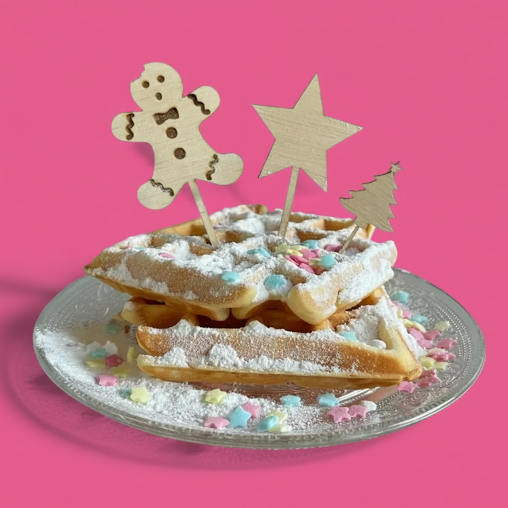 5 houten kerst prikkers - klein