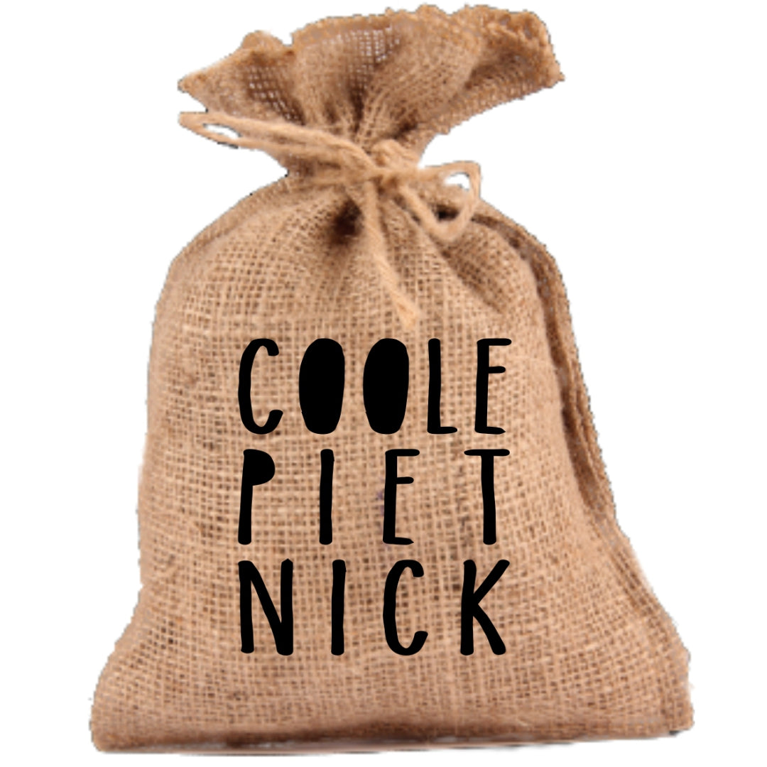 Klein jute zakje met naam - Coole Piet - jute