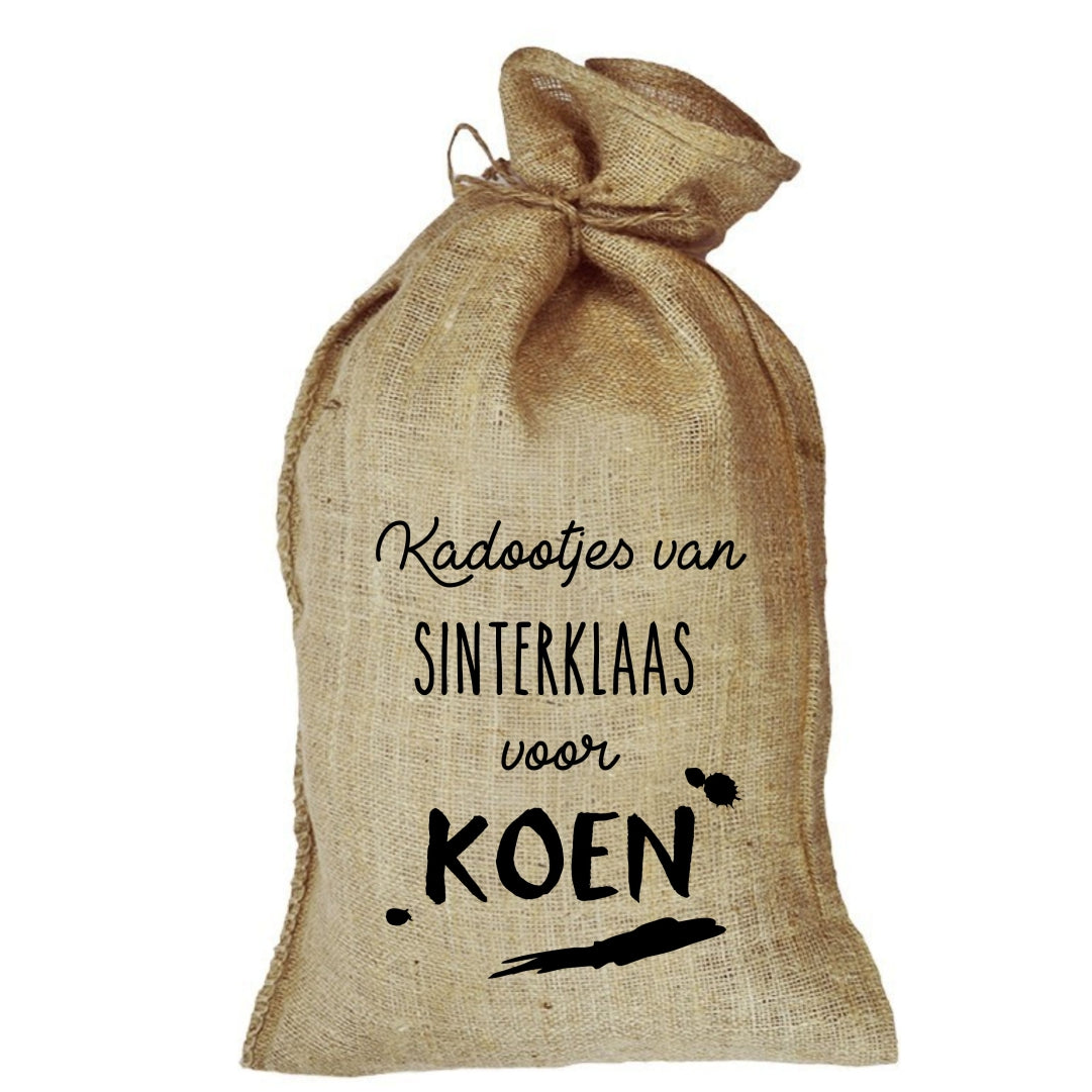 Jute zak - kadootjes van Sinterklaas veeg