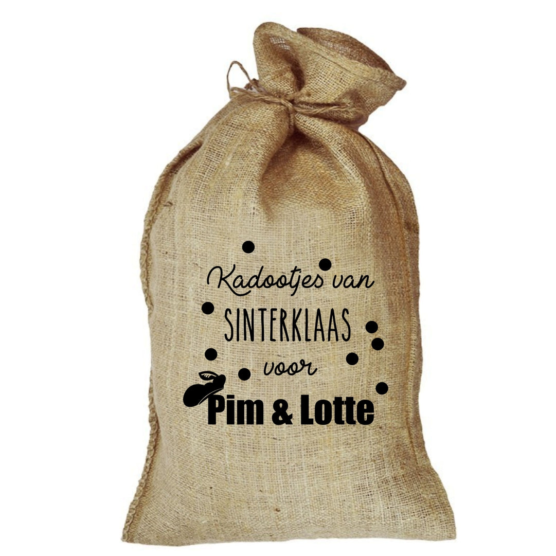 Jute zak - kadootjes van sinterklaas confetti