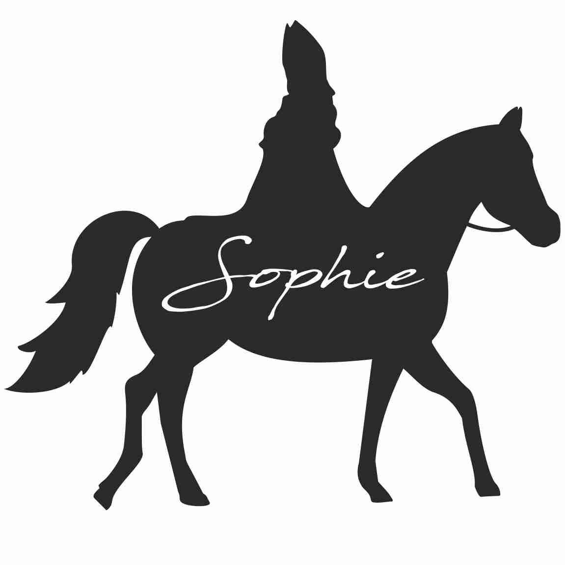 Strijkapplicatie Sint op paard naam sierlijk