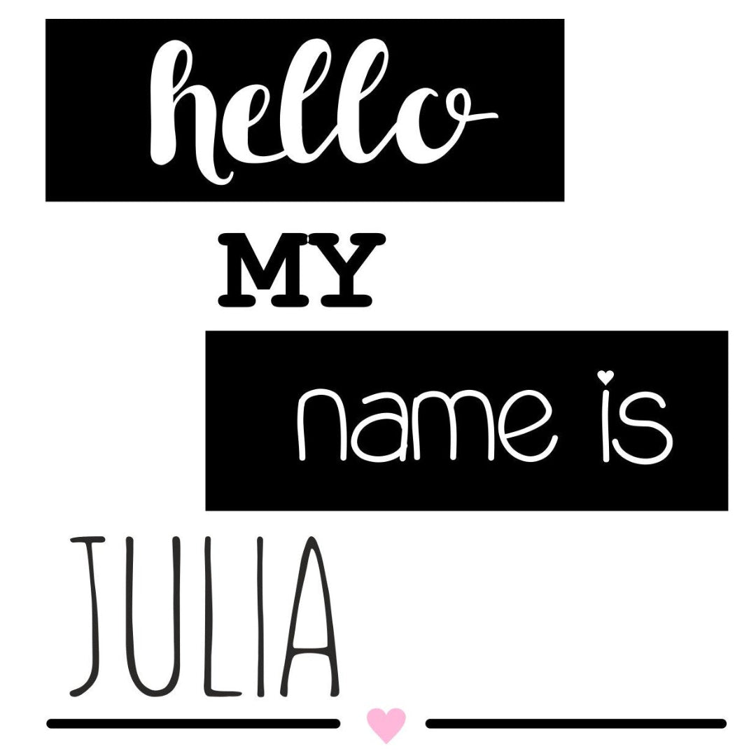 strijkapplicatie Hello my name is hart