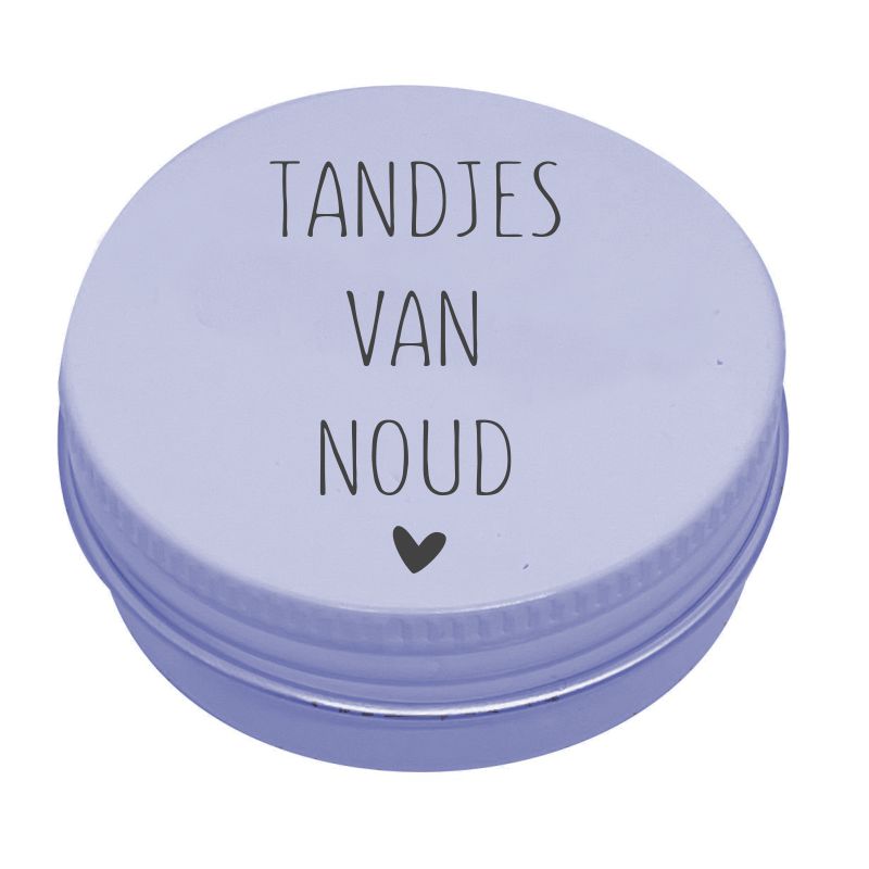 Tandendoosje met naam | strak hartje | wit