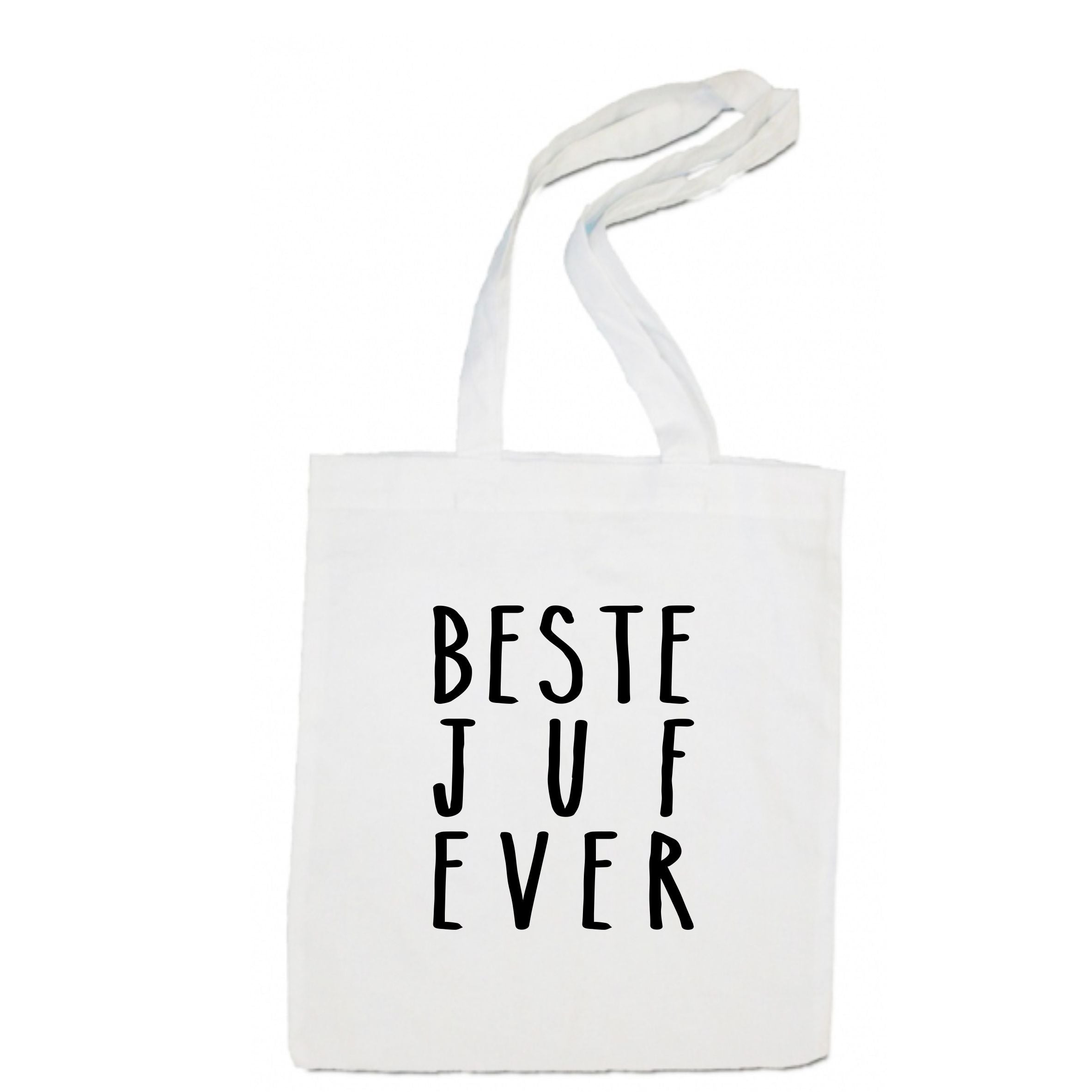 linnen tas - Beste juf ever - wit