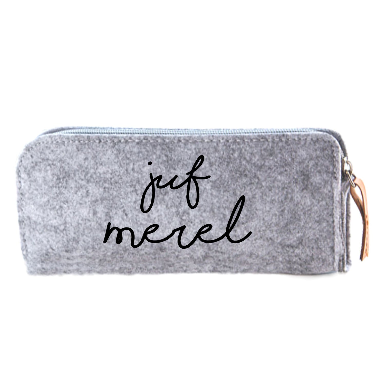 Etui juf naam geschreven