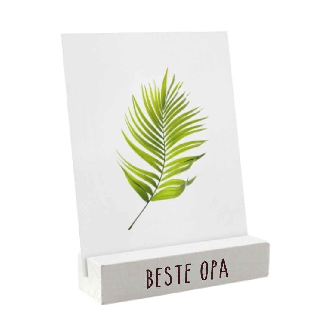 Houten kaartenstandaard  - Beste opa - wit