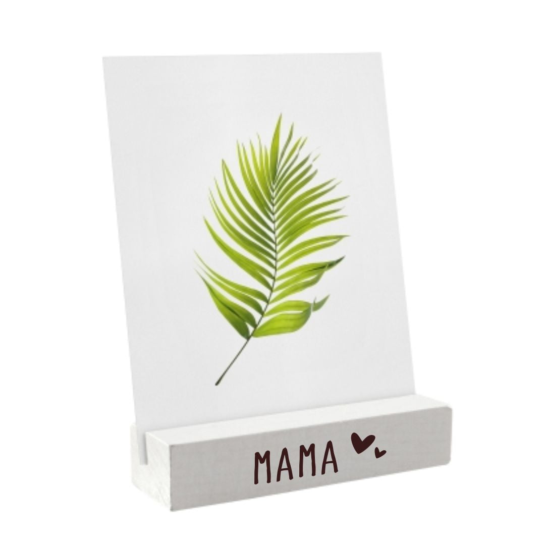 Houten kaartenstandaard  - mama hart - wit