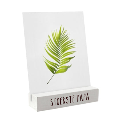 Houten kaartenstandaard  - stoerste papa - wit