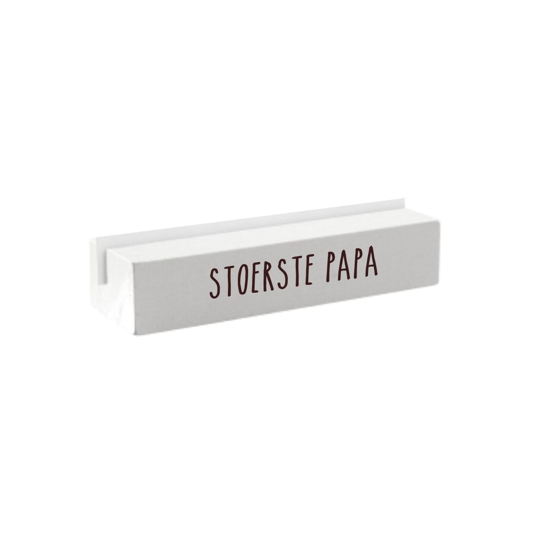 Houten kaartenstandaard  - stoerste papa - wit