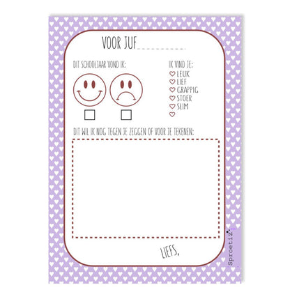 Invulkaart - bedankt juf