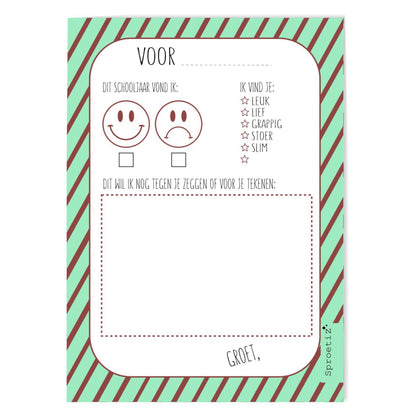 Invulkaart - bedankt fijne schooljaar