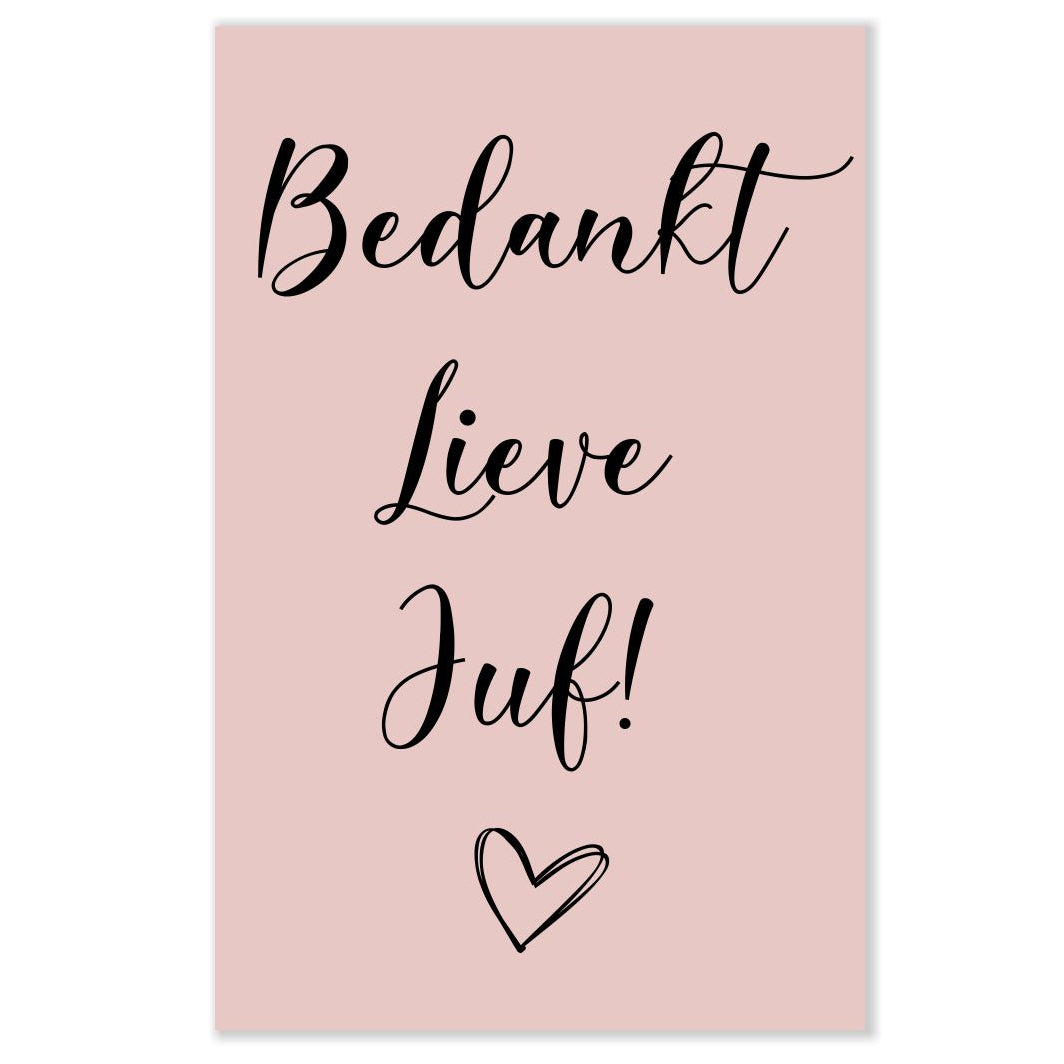 kadokaartje juf - bedankt lieve juf