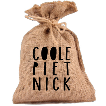 Klein jute zakje met naam - Coole Piet - jute
