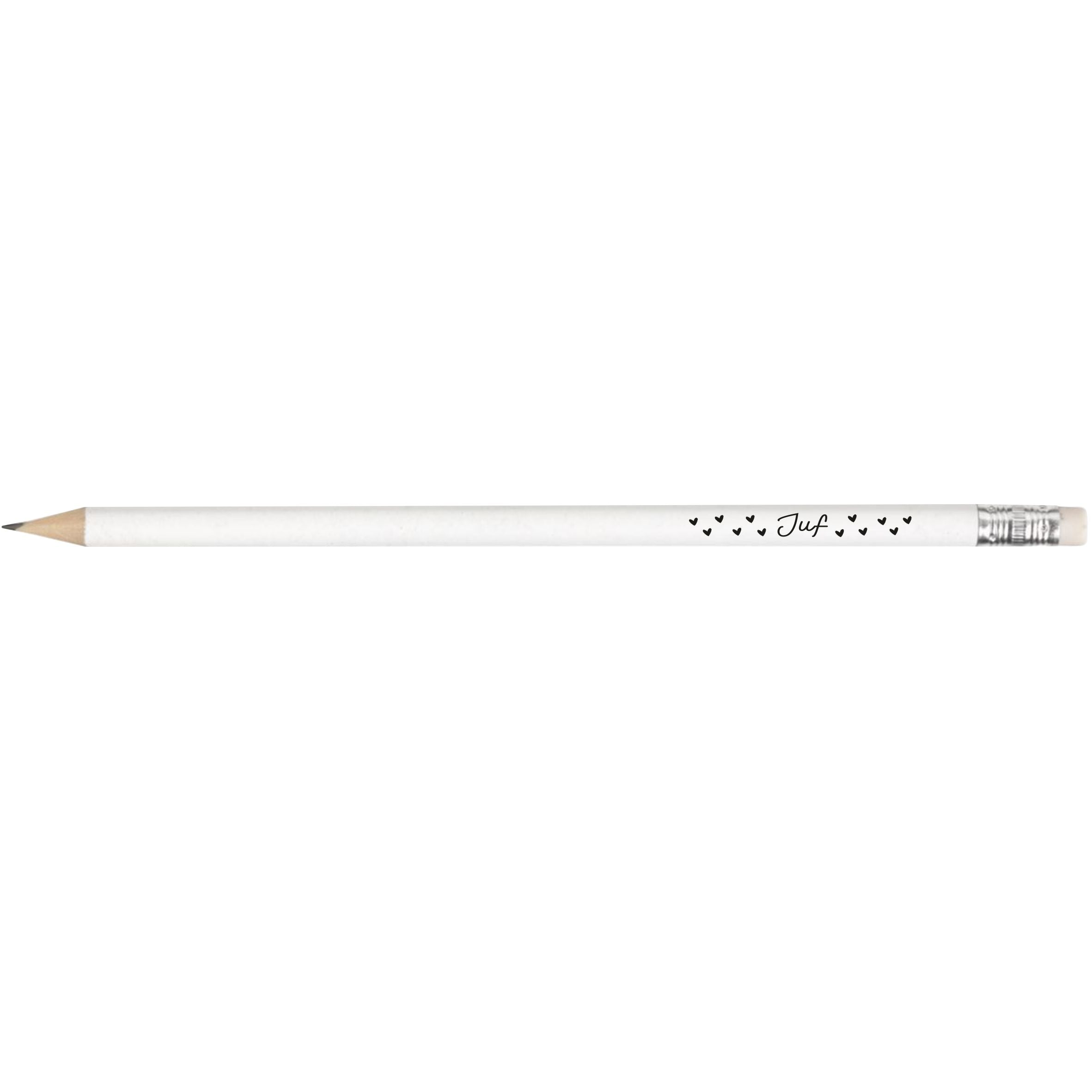 Potlood | Juf hartjes | wit