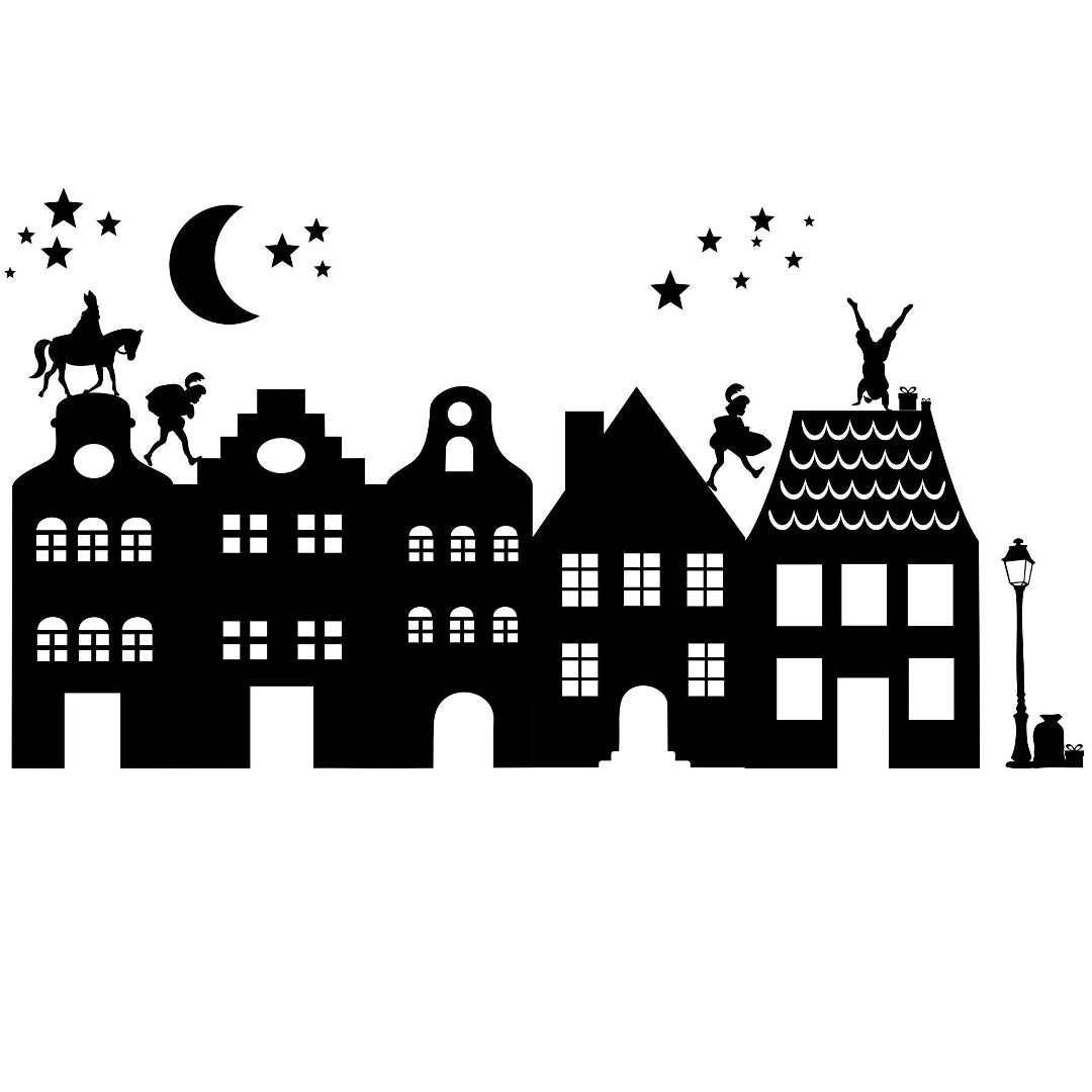 Huisjes raamstickers voor sinterklaas.