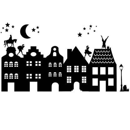 Huisjes raamstickers voor sinterklaas.