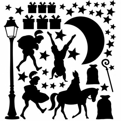 Raamstickers met sinterklaas plaatjes statisch hechtend en herbruikbaar.