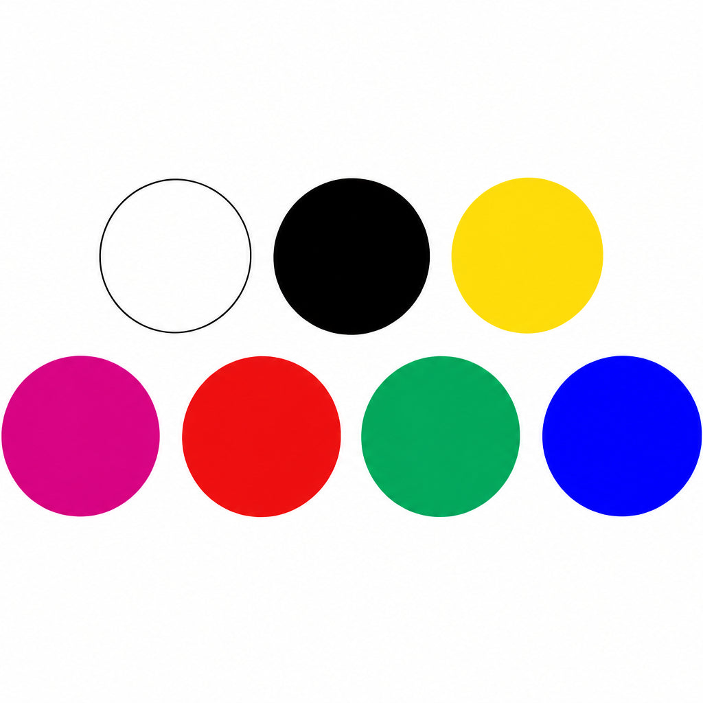 kleuren waarin de statische stickers verkrijgbaar zijn.