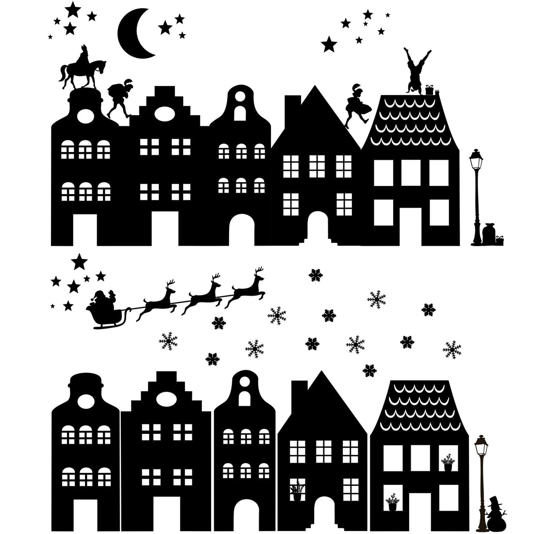 Raamstickers huisjes voor kerst en sint herbruikbaar