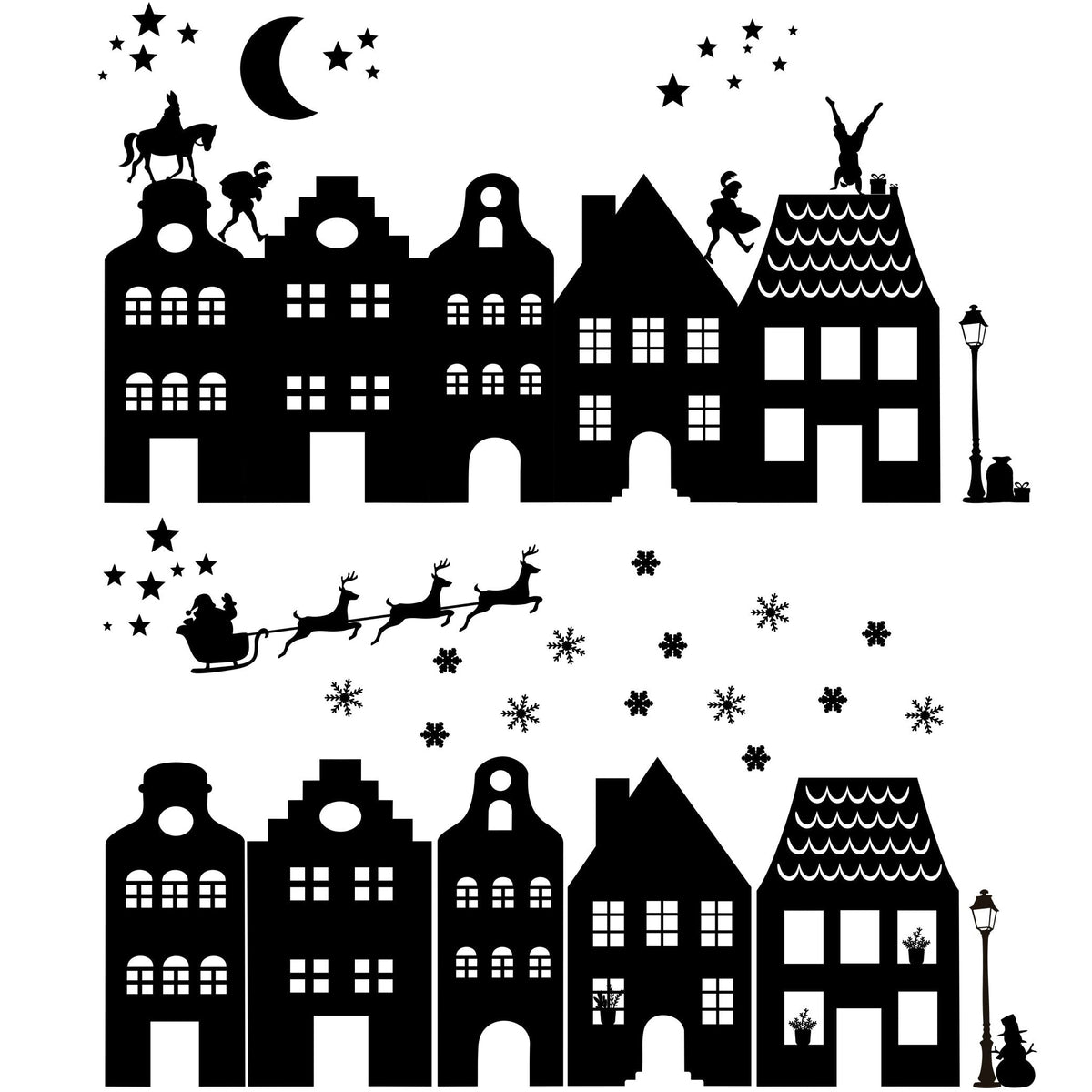 Raamstickers huisjes voor kerst en sint herbruikbaar