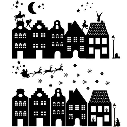 Raamstickers huisjes voor kerst en sint herbruikbaar