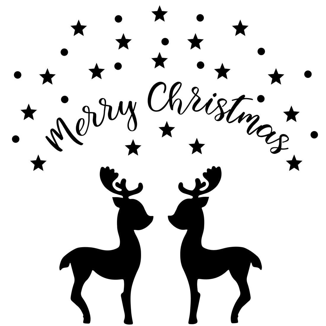 Raamsticker kerst met hertjes statisch hechtend en herbruikbaar.