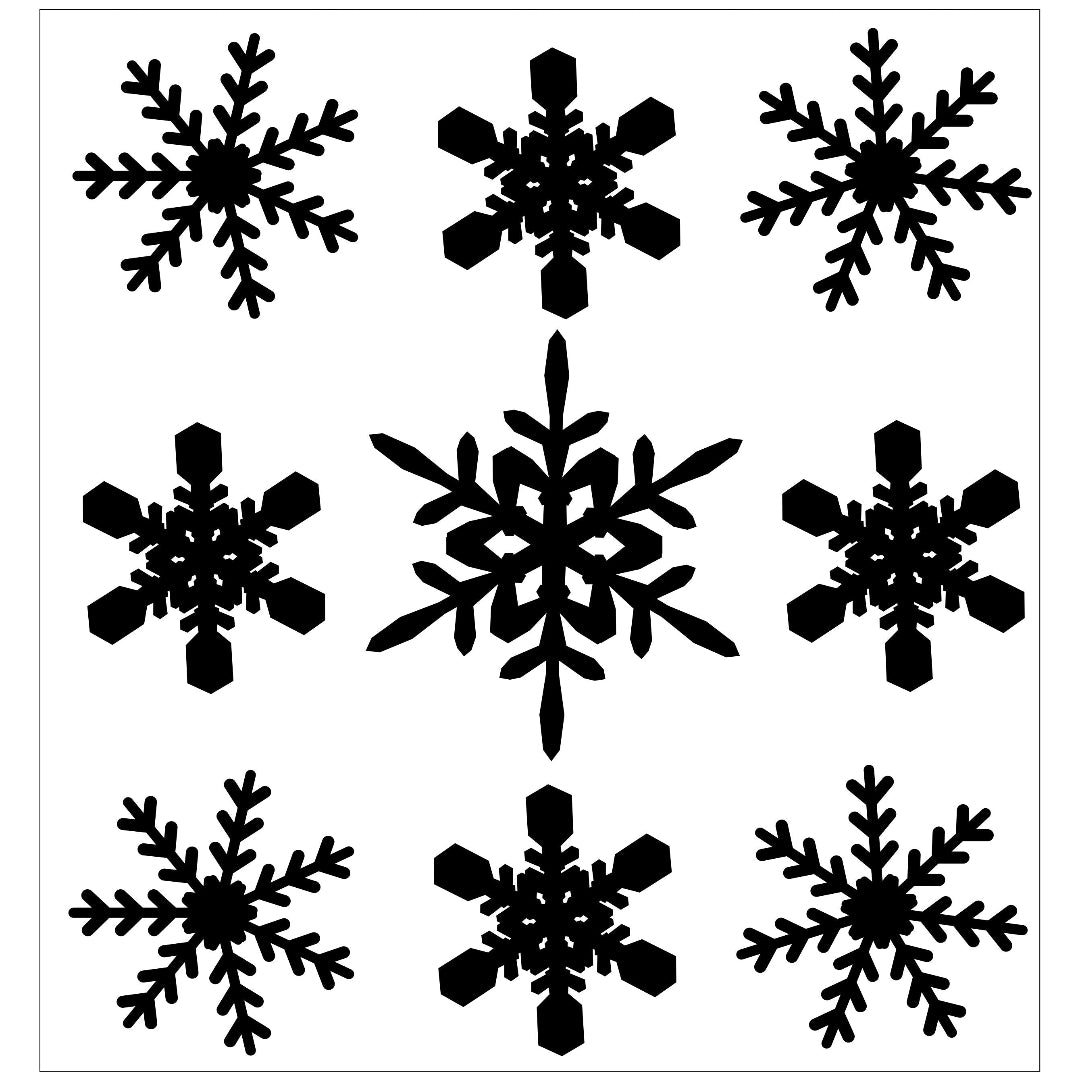 Herbruikbare raamstickers van sneeuwvlokken. Statisch hechtend.