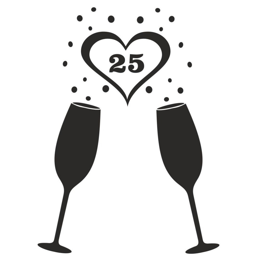 strijkapplicatie Champagne glazen cijfer