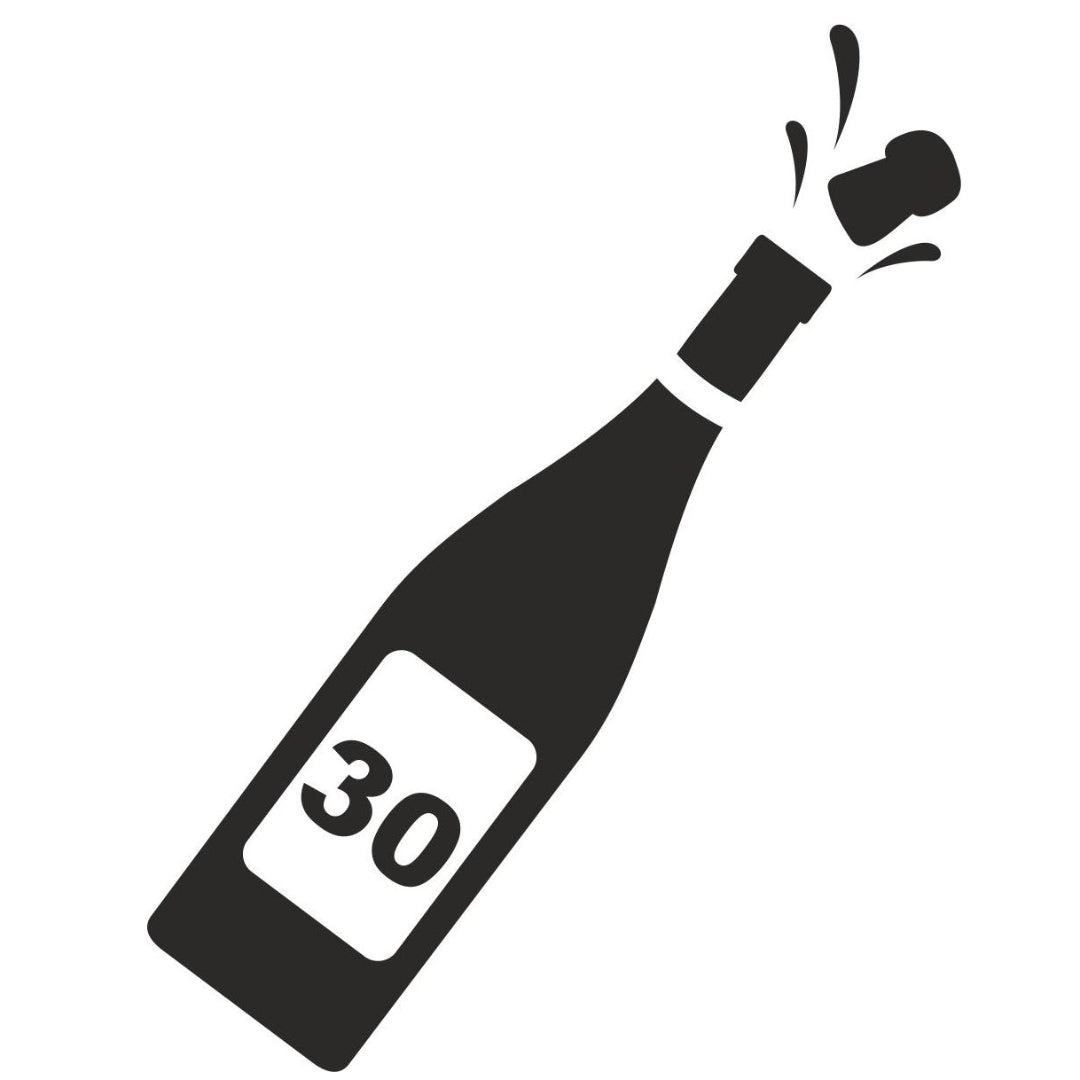 strijkapplicatie Champagnefles cijfer