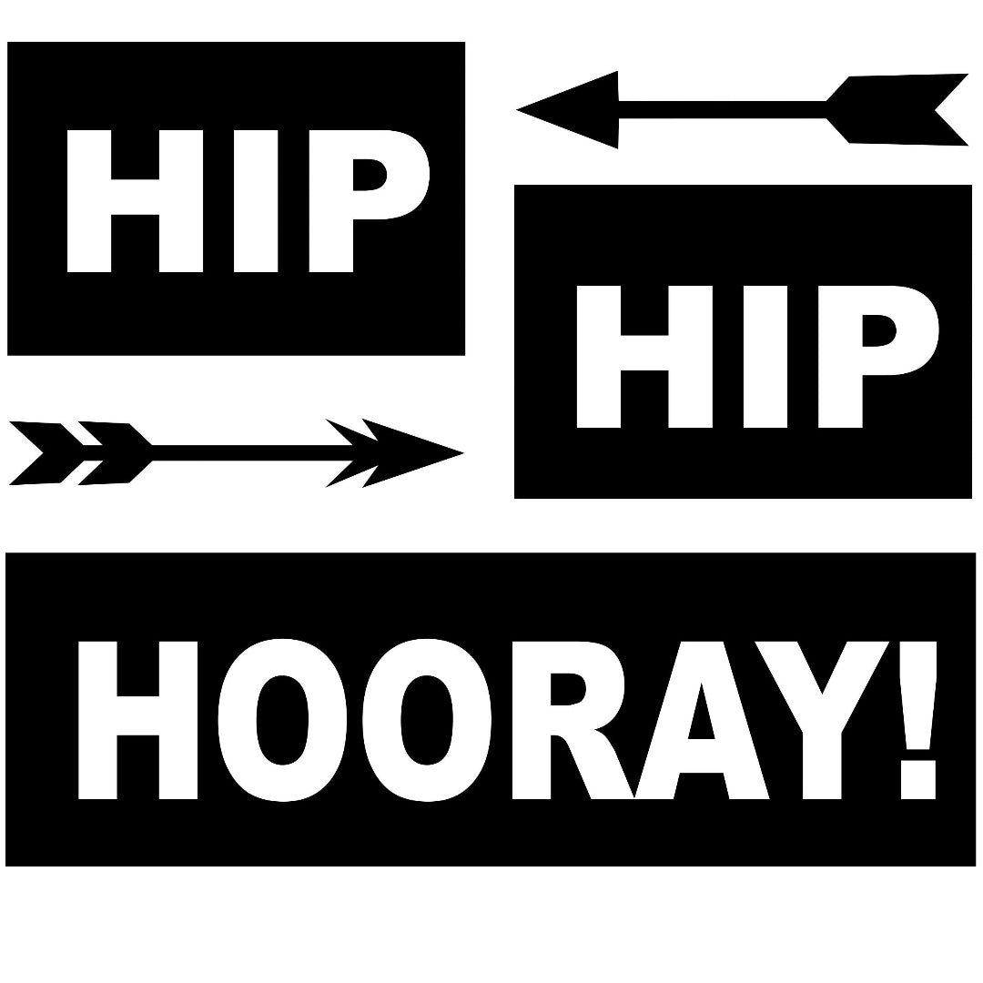 strijkapplicatie hip hip hooray