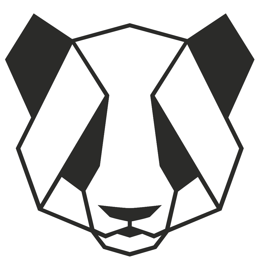 strijkapplicatie panda geometrisch