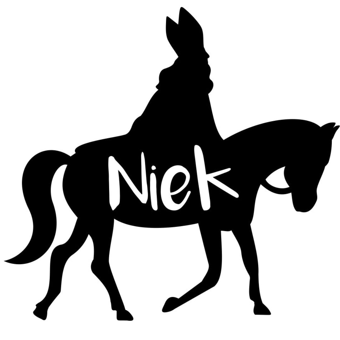 Strijkapplicatie Sint op paard naam
