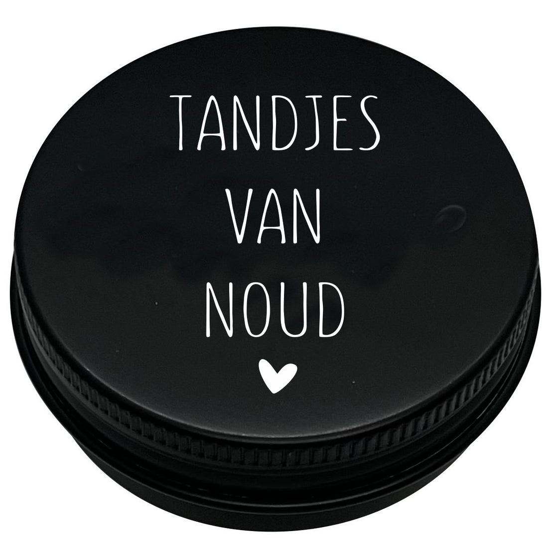 Tandendoosje met naam | strak hartje | zwart