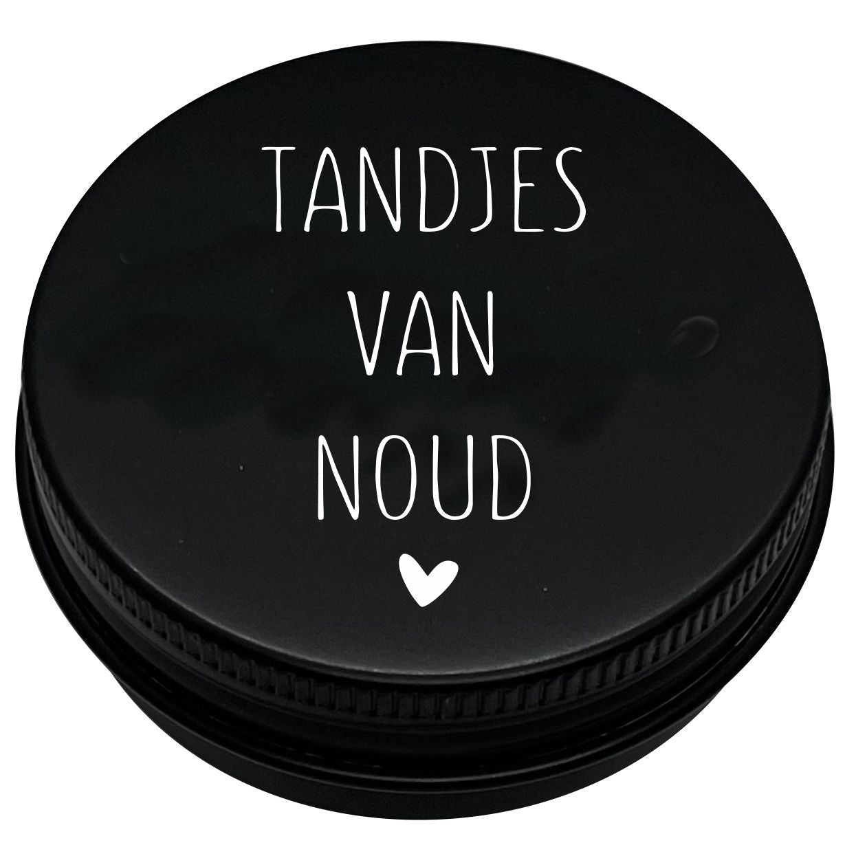 Tandendoosje met naam | strak hartje | zwart