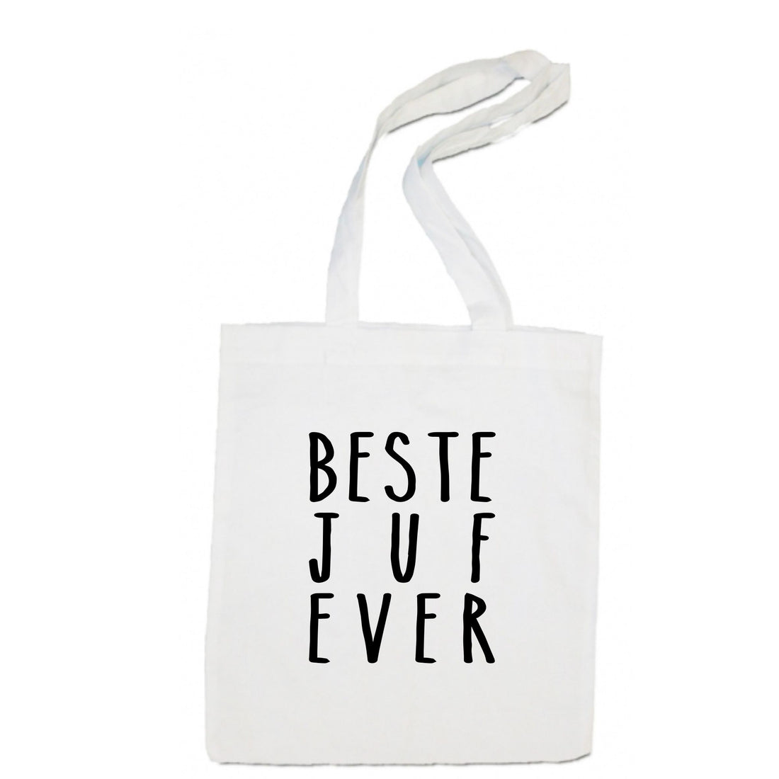 linnen tas -  Beste juf ever - wit