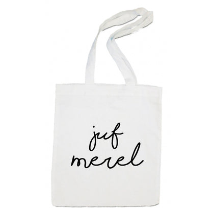 linnen tas -  Juf naam geschreven